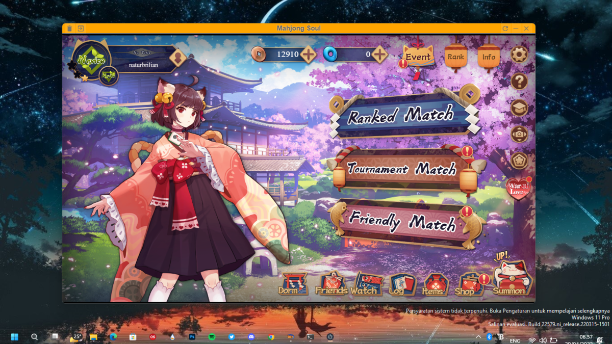 Mahjong Soul on Desktop
